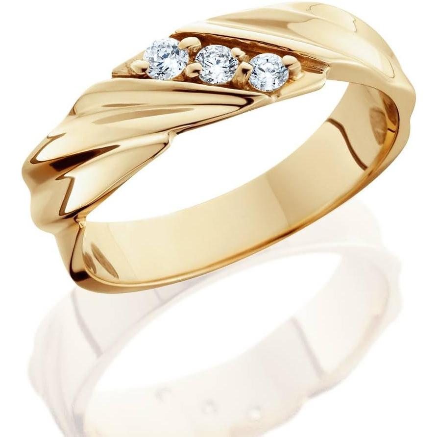【並行輸入品】1/10カラット ダイヤモンド 14K イエローゴールド メンズ 結婚指輪の画像