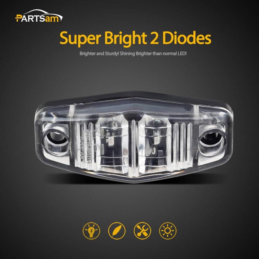 【並行輸入品】Partsam 8pcs 2.5inch Oval Side Fender Marker Light Red/Amber Clear Lの画像