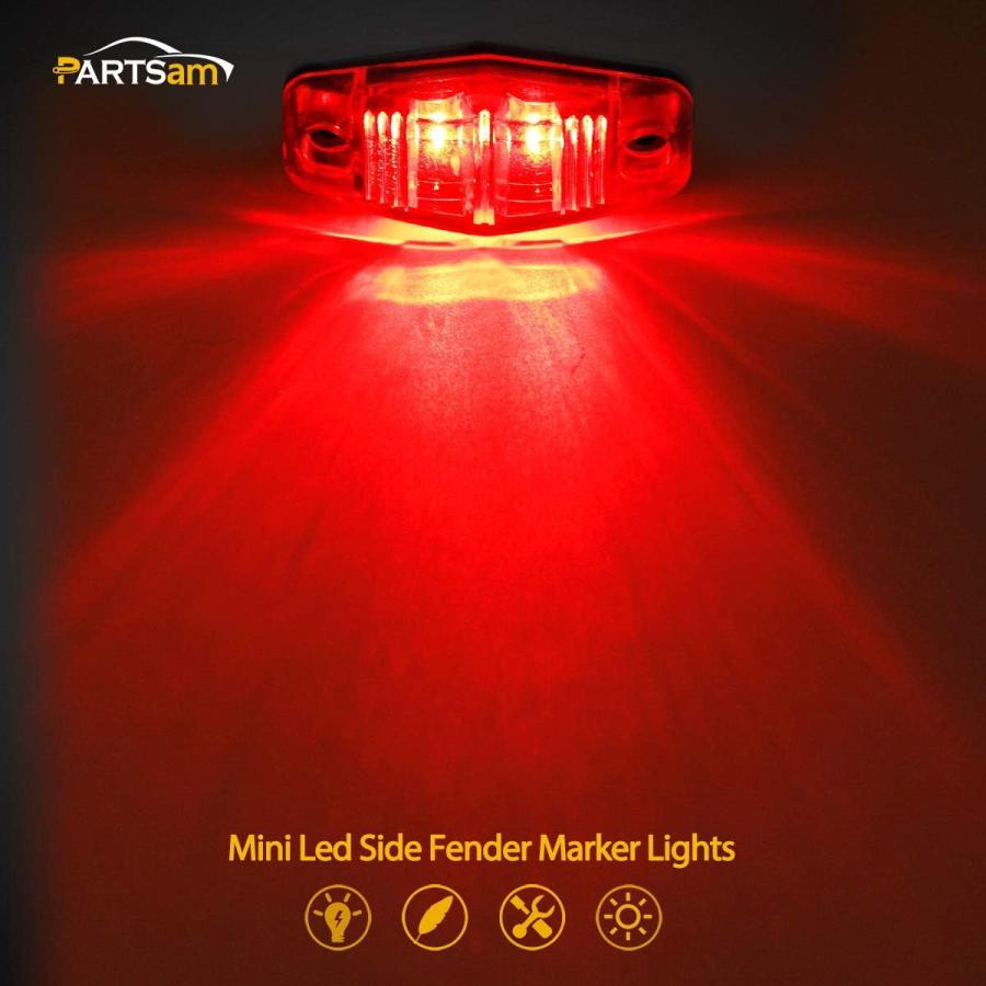 【並行輸入品】Partsam 8pcs 2.5inch Oval Side Fender Marker Light Red/Amber Clear Lの画像