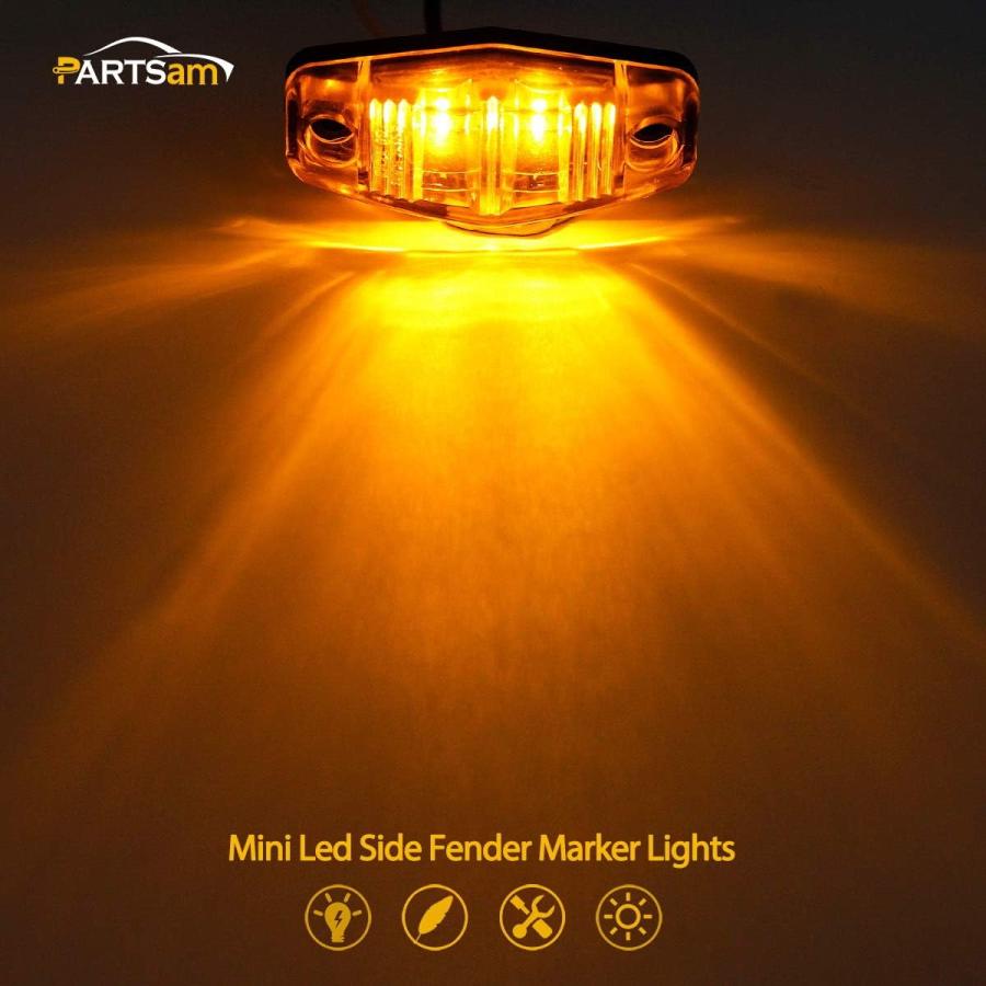 【並行輸入品】Partsam 8pcs 2.5inch Oval Side Fender Marker Light Red/Amber Clear Lの画像