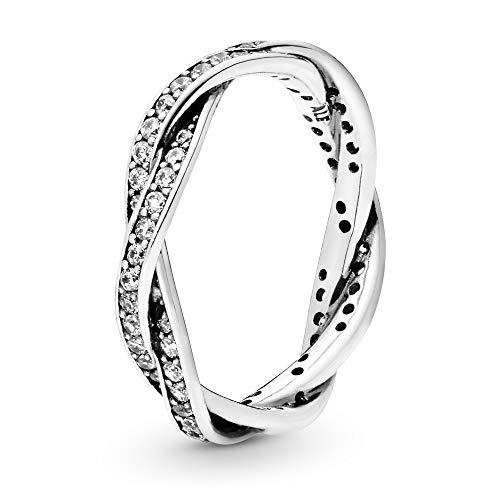 【並行輸入品】Pandora スパークリングツイストラインリング 彼女へのギフト 重ね付け可能なスターリングシルバーリング スターリ_1