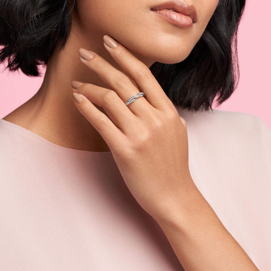 【並行輸入品】Pandora スパークリングツイストラインリング 彼女へのギフト 重ね付け可能なスターリングシルバーリング スターリ_3
