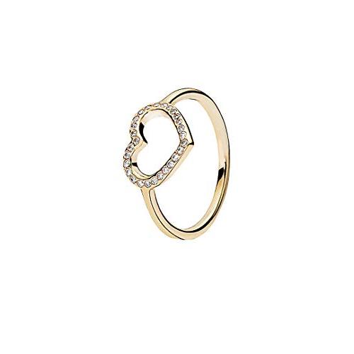 【並行輸入品】PANDORA キャプチャーハートリング 14Kゴールド クリアキュービックジルコニア 150179CZ, Ring Size 6の画像