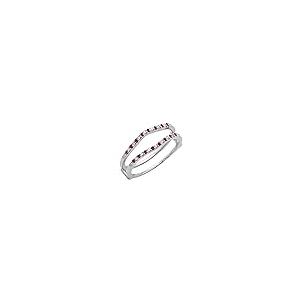【並行輸入品】14?K Gold Round Rubyレディース結婚記念バンドEnhancerガードダブルリング (USA リングサイズ 5.5の画像