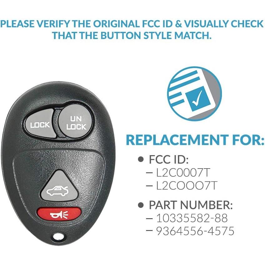 Keyless2Go 交換用キーレスエントリーカーキーフォブ車両 4ボタンL2C0007T 10335582-88リモート、セルフプログラミング - 2パック　並行輸入品｜good-face｜04