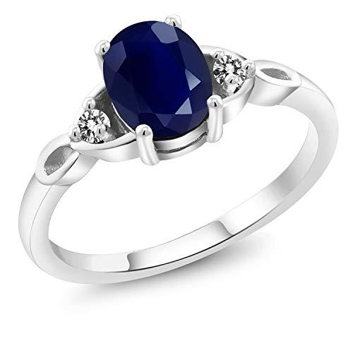 【並行輸入品】[Gem Stone King] 1.87カラット 天然 サファイア 指輪 リング レディース 天然 ダイヤモンド シルバー925の画像