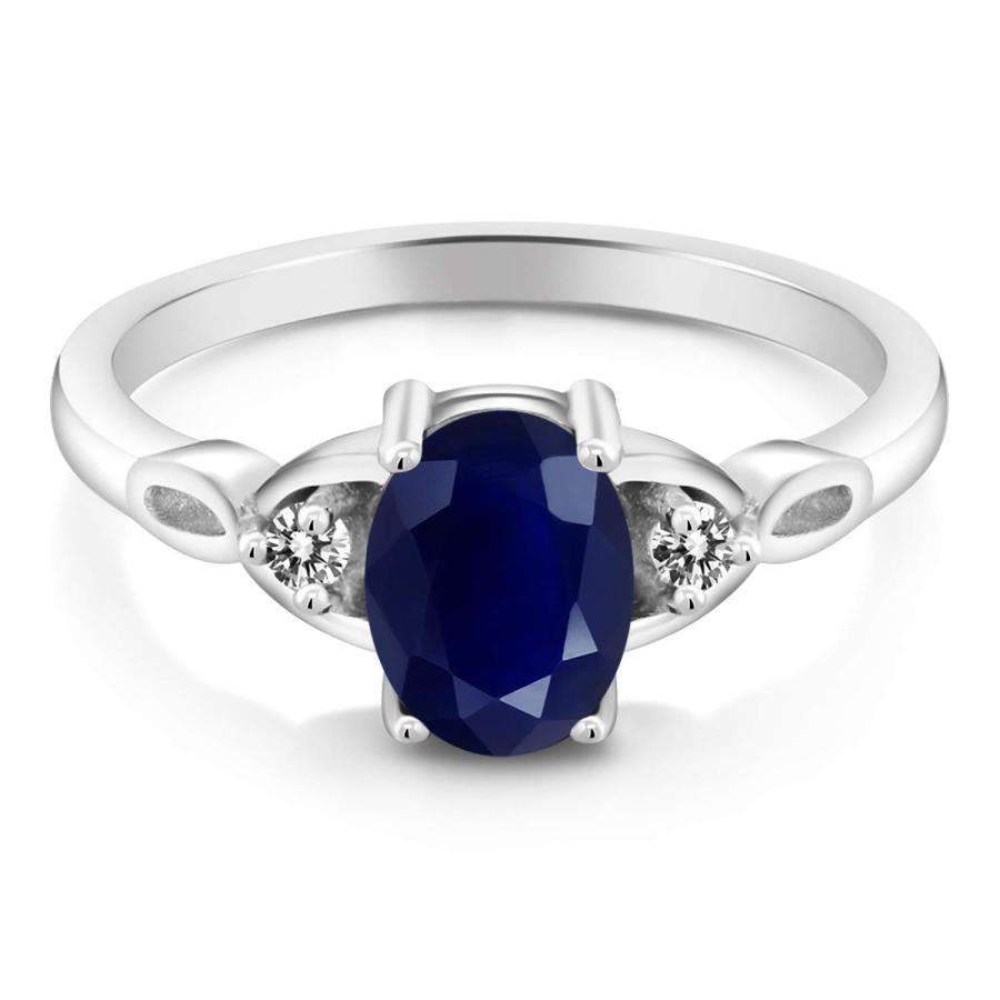 【並行輸入品】[Gem Stone King] 1.87カラット 天然 サファイア 指輪 リング レディース 天然 ダイヤモンド シルバー925の画像
