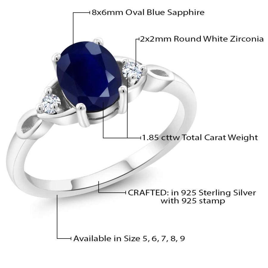 【並行輸入品】[Gem Stone King] 1.85カラット 天然 サファイア 指輪 リング レディース シルバー925 9月 誕生石 Geの画像