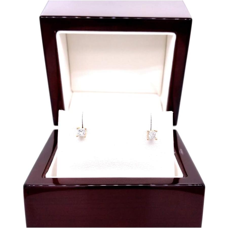 【並行輸入品】14 Kゴールド4プロングバスケットプリンセスカットダイヤモンドスタッドイヤリング( 1 / 3 ct、Good、i2 - i3 ) sの画像