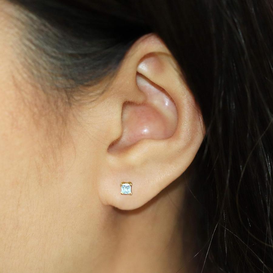 【並行輸入品】Diamond Wish 1/5カラット プリンセスカット ダイヤモンド スタッドピアス 14Kイエローまたはホワイトゴールド (J-Kの画像