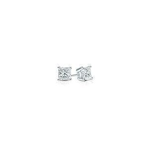 【並行輸入品】14 Kゴールド4プロングバスケットプリンセスカットダイヤモンドスタッドイヤリング(1 / 4 ct、i2 - i3 ) screw-bの画像