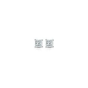 【並行輸入品】14 Kゴールド4プロングバスケットプリンセスカットダイヤモンドスタッドイヤリング(1 / 4 ct、i2 - i3 ) screw-bの画像