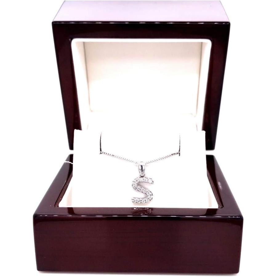 【並行輸入品】ダイヤモンド イニシャルペンダントネックレス 14K ホワイトゴールド (1/10 cttw) 18インチ ゴールドの画像