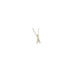 【並行輸入品】ダイヤモンドイニシャルペンダントネックレス 14Kイエローゴールド（1/10 cttw） 18インチの画像