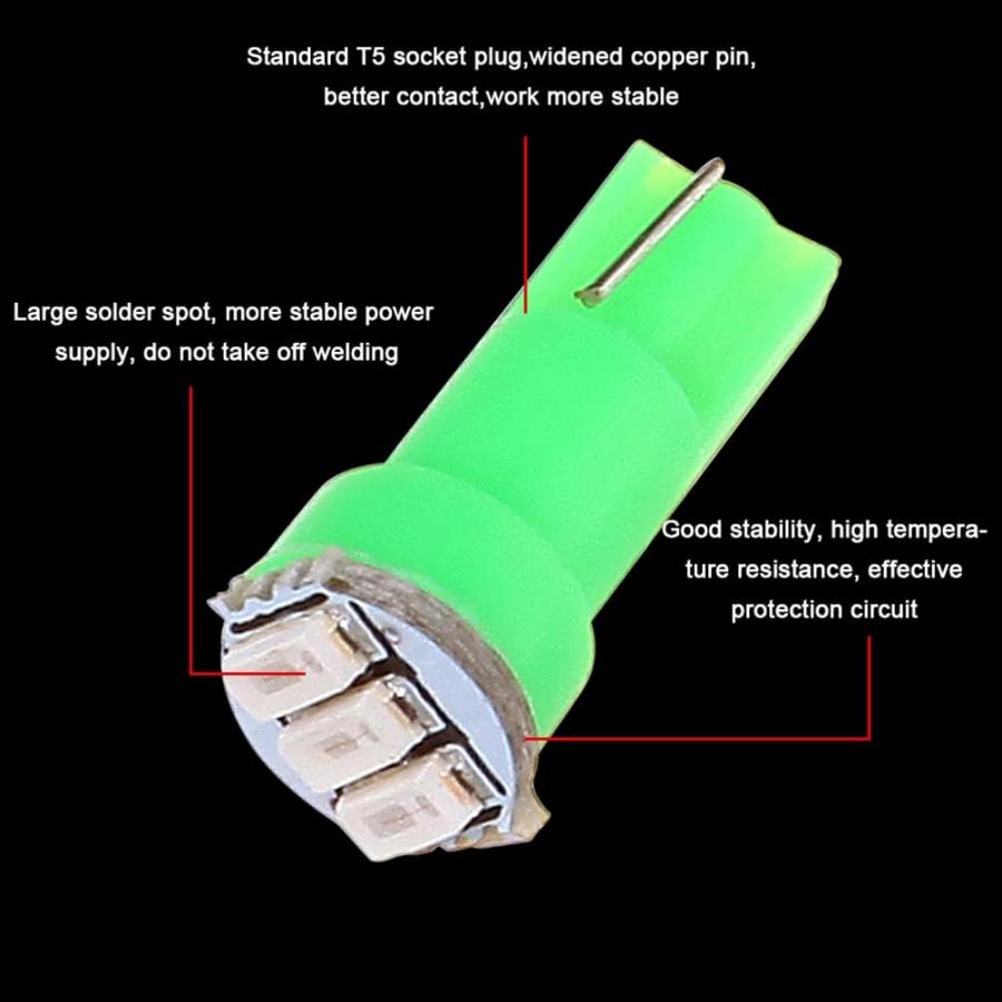 cciyu 10x 74 Twist-in Instrument Panel Dash Light Green LED Bulbs PC74 Sockets T5 Kit 307 308 406 407 2721 85 86 For 2005-2011 For Nissan Altima Ar｜good-face｜07