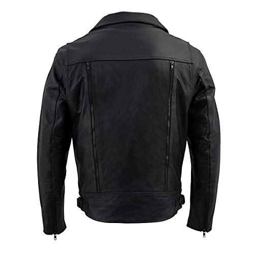 【並行輸入品】Milwaukee Leather LKM1760 メンズ ブラックレザー オートバイジャケット ユーティリティポケット付きの画像