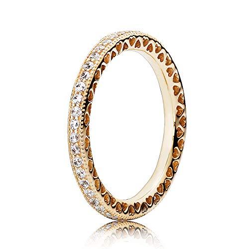 【並行輸入品】Pandora Jewelry Hearts of Pandora キュービックジルコニア リング ゴールド 14K サイズ4.5の画像