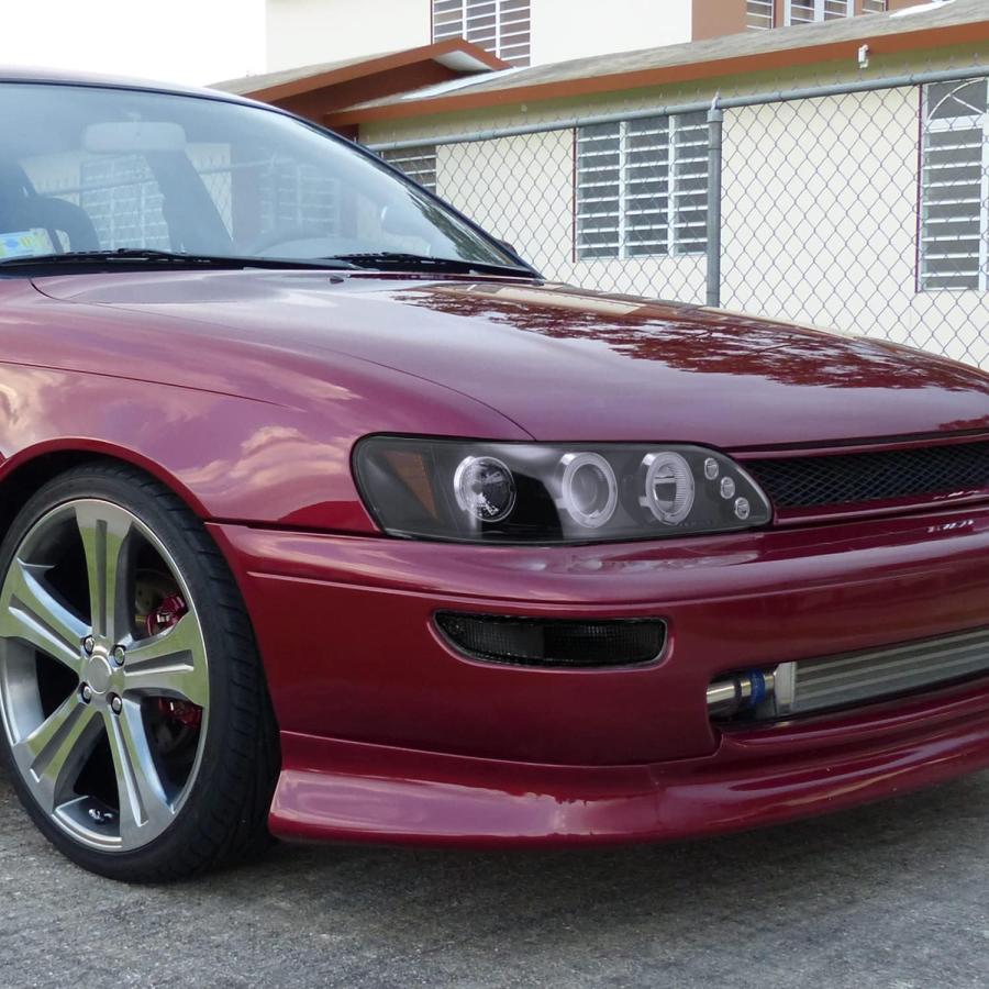 【並行輸入品】SPEC-D TUNING LED デュアルヘイロー 光沢ブラック プロジェクターヘッドライト 1993-1997 トヨタ カローラ 左の画像