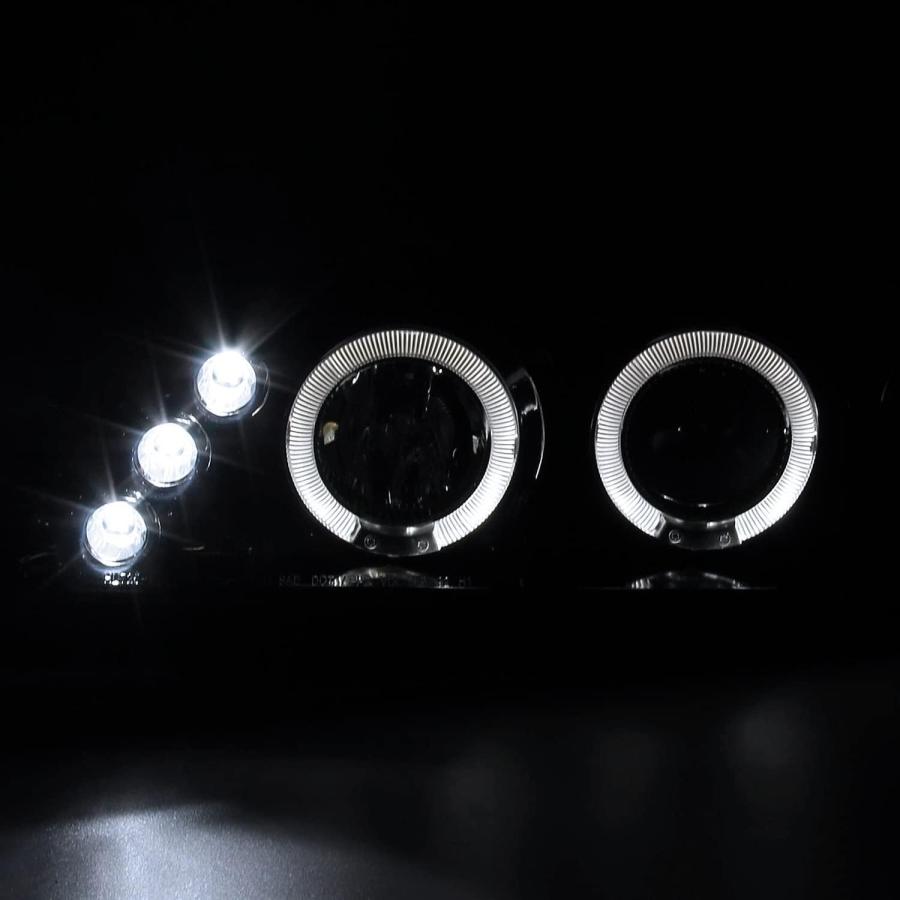 【並行輸入品】SPEC-D TUNING LED デュアルヘイロー 光沢ブラック プロジェクターヘッドライト 1993-1997 トヨタ カローラ 左の画像