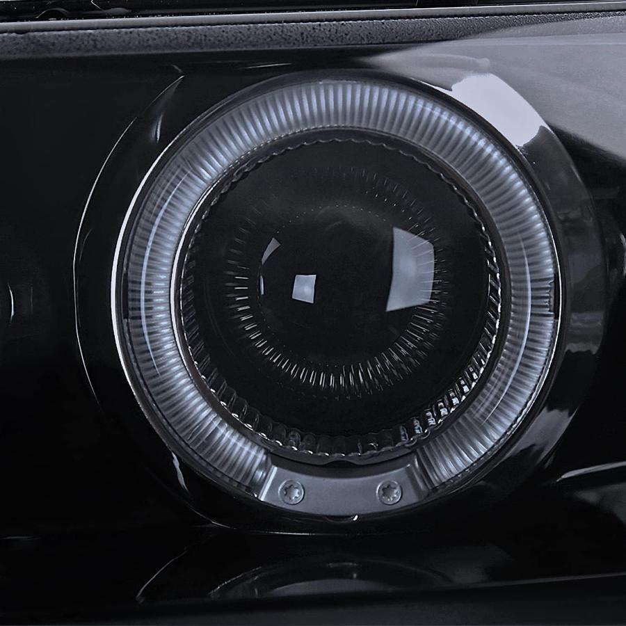 【並行輸入品】SPEC-D TUNING LED デュアルヘイロー 光沢ブラック プロジェクターヘッドライト 1993-1997 トヨタ カローラ 左の画像