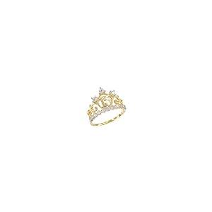 【並行輸入品】14?Kイエローゴールドcz studdedクラウンSweet 15?Anos Quinceaneraリング 14K Yellowの画像