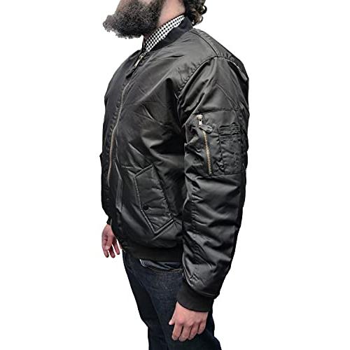 【並行輸入品】Relco Mens Classic MA1 Flight Bomber Jacket Black Lの画像