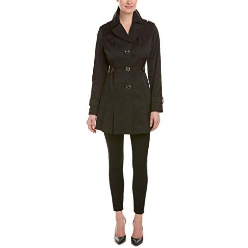 【並行輸入品】Via Spigaレディースシングルブレストプリーツトレンチコート カラー: ブラック Via Spiga Women's Sinの画像