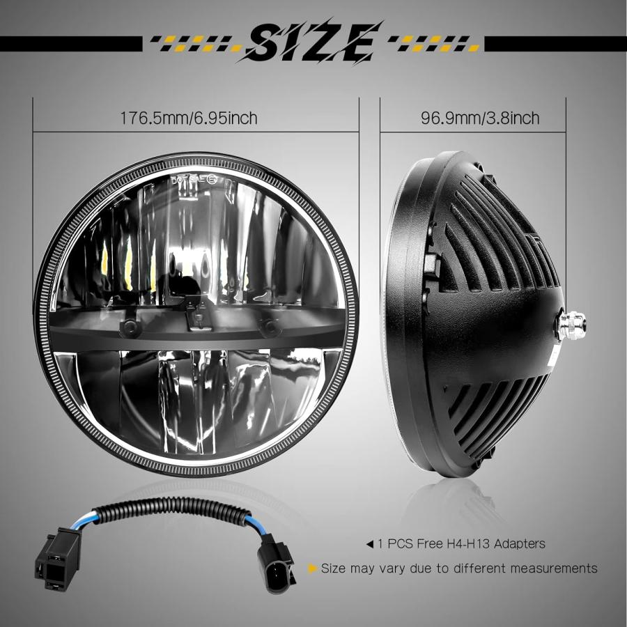 【並行輸入品】WHDZ 7インチ ラウンド LED ヘッドライト ラングラー Cj Jk Tj オートバイ オフロード 車用　_5