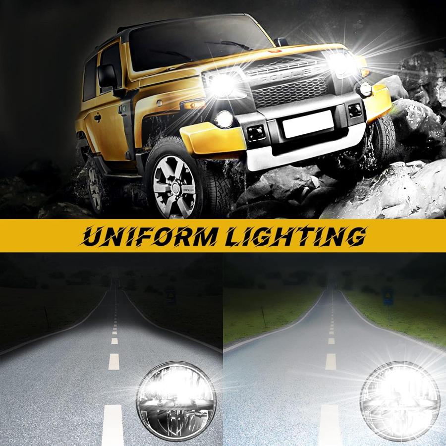 【並行輸入品】WHDZ 7インチ ラウンド LED ヘッドライト ラングラー Cj Jk Tj オートバイ オフロード 車用　_6