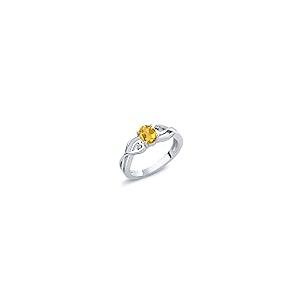 【並行輸入品】[Gem Stone King] 0.41カラット 天然 シトリン 指輪 リング レディース ラボグロウンダイヤモンド シルバー9の画像