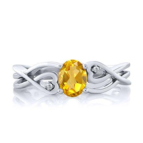 【並行輸入品】[Gem Stone King] 0.41カラット 天然 シトリン 指輪 リング レディース ラボグロウンダイヤモンド シルバー9の画像