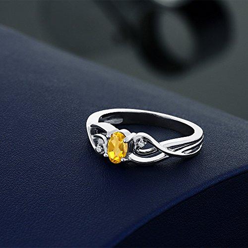 【並行輸入品】[Gem Stone King] 0.41カラット 天然 シトリン 指輪 リング レディース ラボグロウンダイヤモンド シルバー9の画像