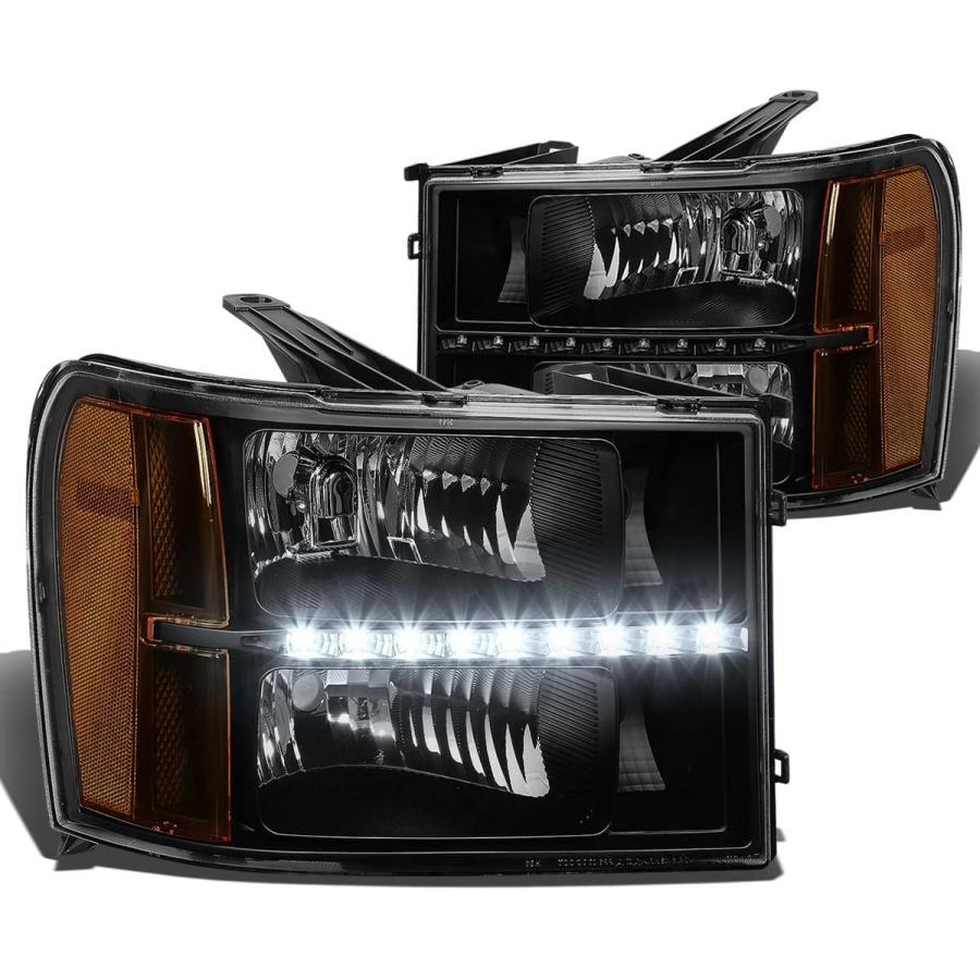 【並行輸入品】Auto Dynasty Pair Black Housing Amber Corner Headlights with LED Run_1