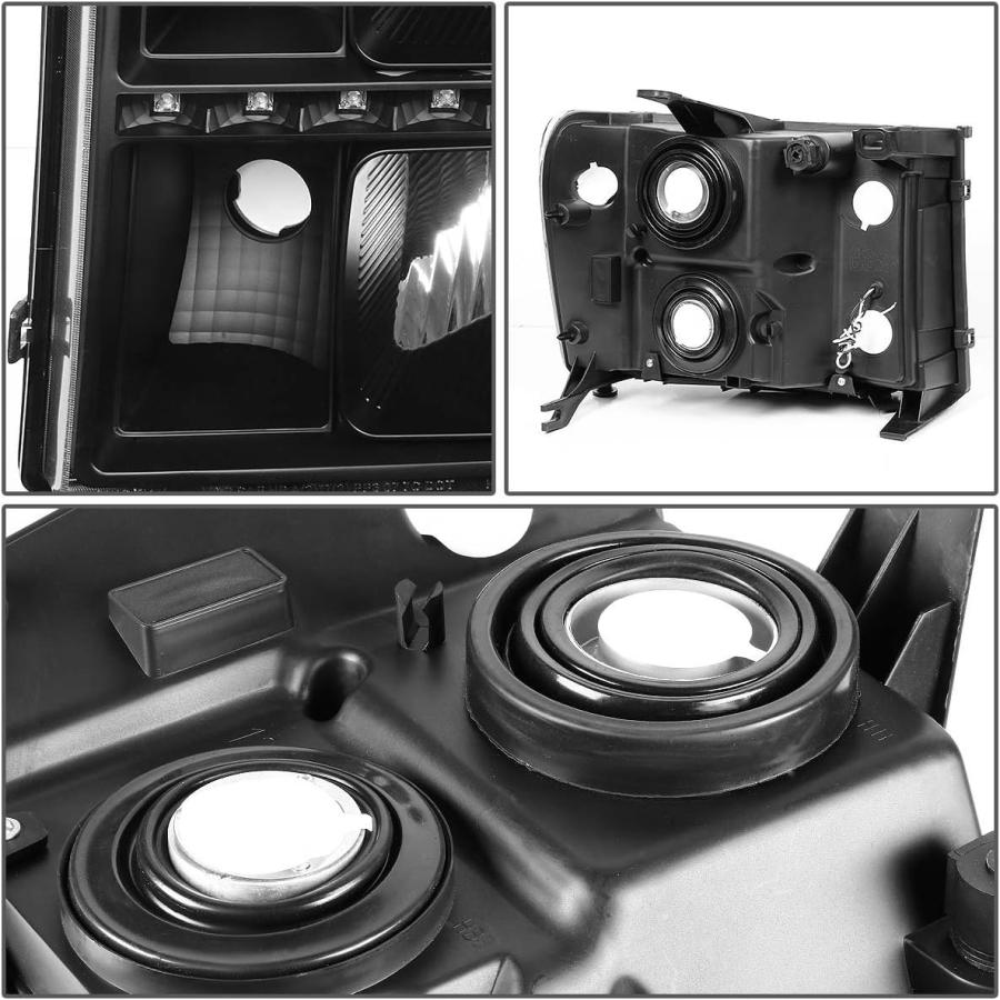 【並行輸入品】Auto Dynasty Pair Black Housing Amber Corner Headlights with LED Run_2