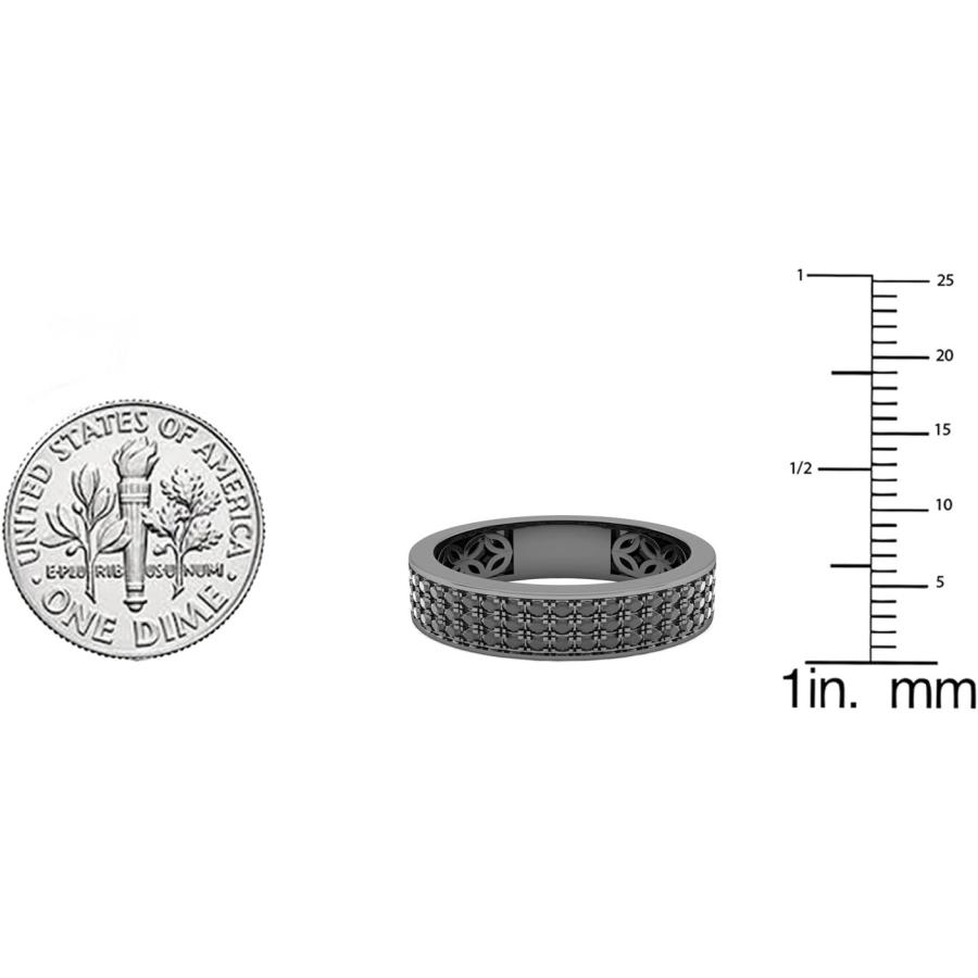 【並行輸入品】1.25カラット（CTW）ブラックロジウムメッキスターリングシルバーブラックダイヤモンドメンズ結婚バンド1 1 / 4 ct (USAの画像