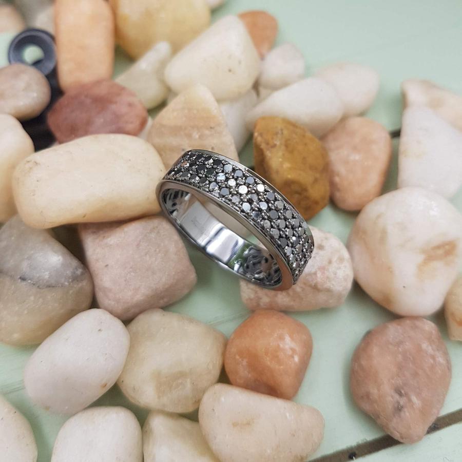 【並行輸入品】1.25カラット（CTW）ブラックロジウムメッキスターリングシルバーブラックダイヤモンドメンズ結婚バンド1 1 / 4 ct (USAの画像
