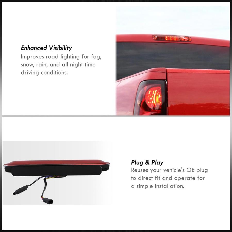 AJP Distributors Rear High Mount Roof LED Third 3RD Brake Light Tail Stop Cargo Lamp Assembly Compatible/Replacement For Silverado Sierra 1500 2500｜good-face｜06