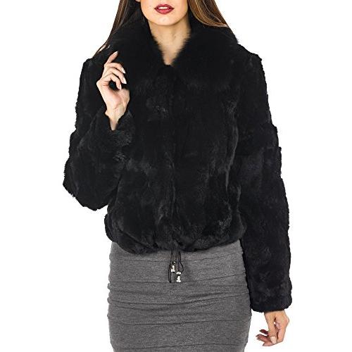 【並行輸入品】Frr OUTERWEAR レディース US サイズ: L カラー: ブラック Frr Fur Jacket   Rex Rabbの画像