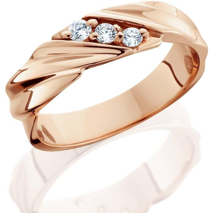 【並行輸入品】1/10カラット ダイヤモンド 14K ローズゴールド メンズ 結婚指輪の画像