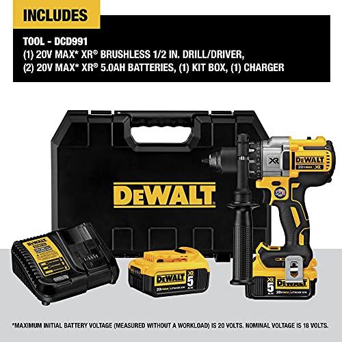 【並行輸入品】DEWALT 20V MAX XR Brushless Drill/Driver 3 Speed, Premium 5.0Ah Kの画像