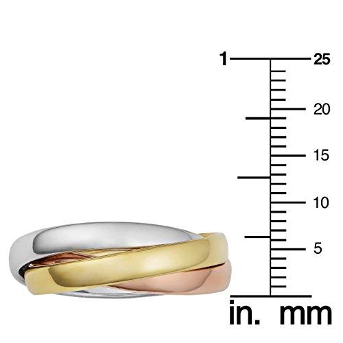 【並行輸入品】14K 3色のゴールド ハイポリッシュ仕上げ ローリングリング Kooljewelry 14k Tricolor Gold Higの画像