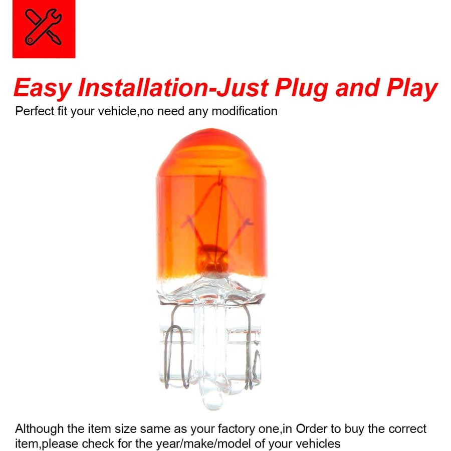 【並行輸入品】cciyu 10 Pack T10 168 194 W5W Orange/Yellow Halogen Light Bulb Instr