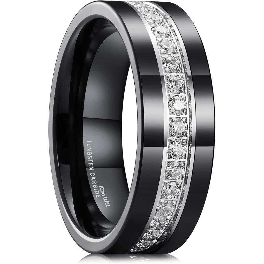 並行輸入品】King Will Gemメンズ8 mmブラック光沢仕上げ炭化 