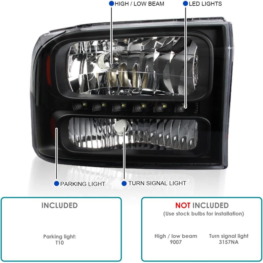 【並行輸入品】Spec-D Tuning 2LH-F250991PCJM-RS Black Headlight (1 Piece Euro With_2