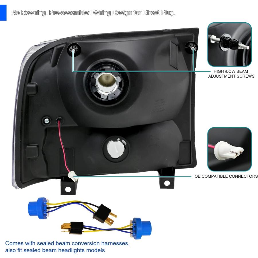 【並行輸入品】Spec-D Tuning 2LH-F250991PCJM-RS Black Headlight (1 Piece Euro With_3
