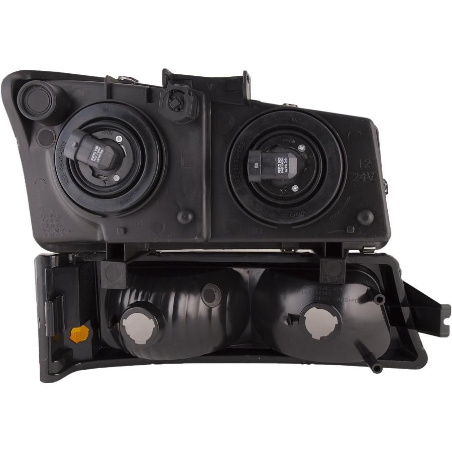 【並行輸入品】HEADLIGHTSDEPOT ブラック ハウジング ハロゲンヘッドライト 4点セット パーキングライト付き シボレー アバランチ シル_1