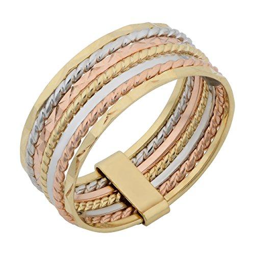 【並行輸入品】14?Kトリコロールゴールド6.7?MM 7日間スタックリング Kooljewelry 14k Tricolor Gold 6.7の画像