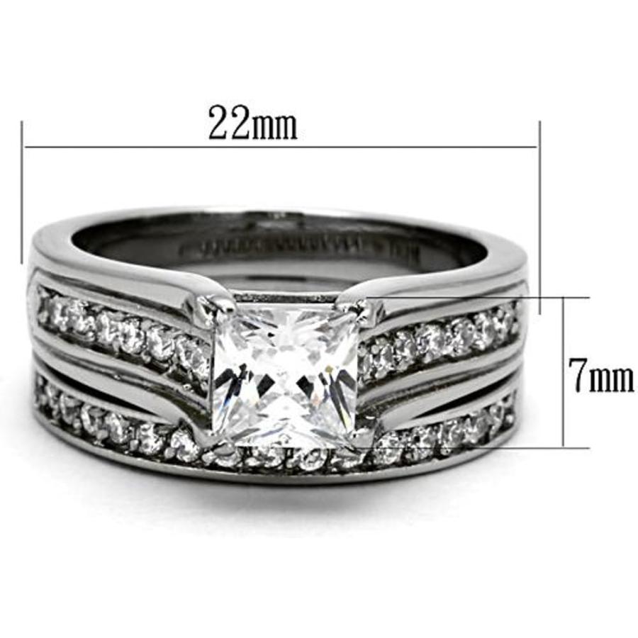 【並行輸入品】彼彼女ステンレススチール2.10 CT CZブライダルリングセット&メンズジルコニアウェディングバンド　