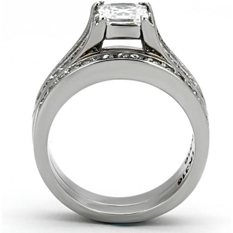 【並行輸入品】彼彼女ステンレススチール2.10 CT CZブライダルリングセット&メンズジルコニアウェディングバンド　