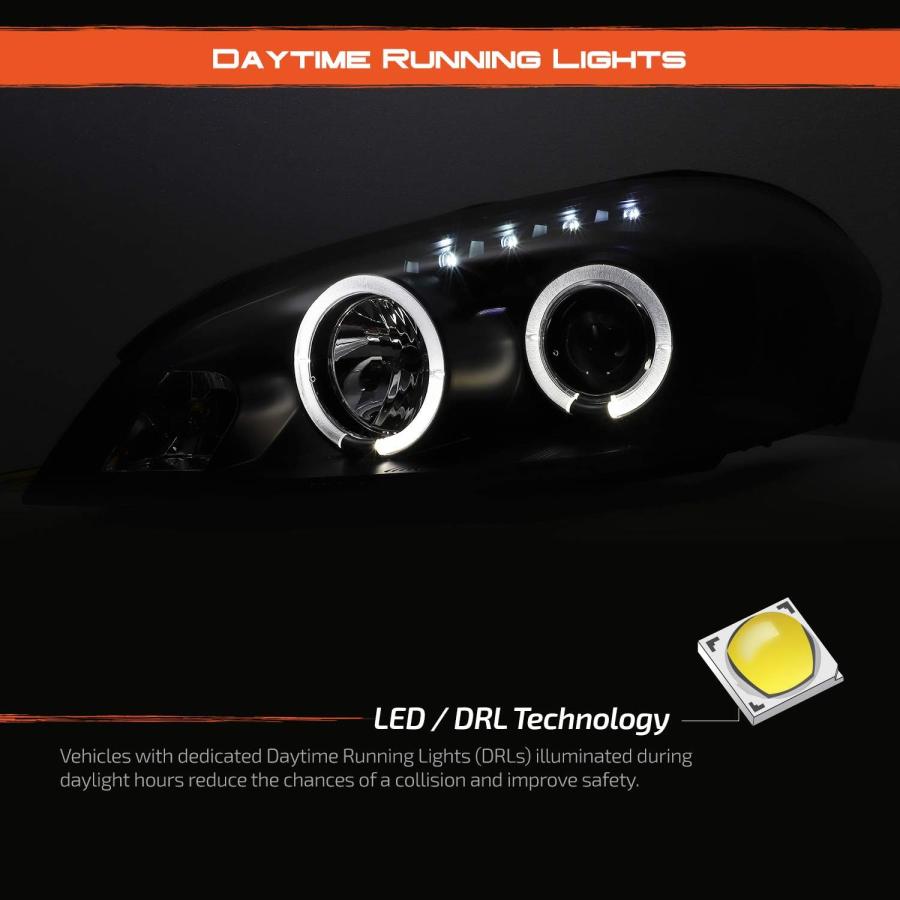 【並行輸入品】Chevy Impala Monte Carlo ブラックベゼル ヘイローリング プロジェクター交換用ヘッドライト 左右ランプの画像